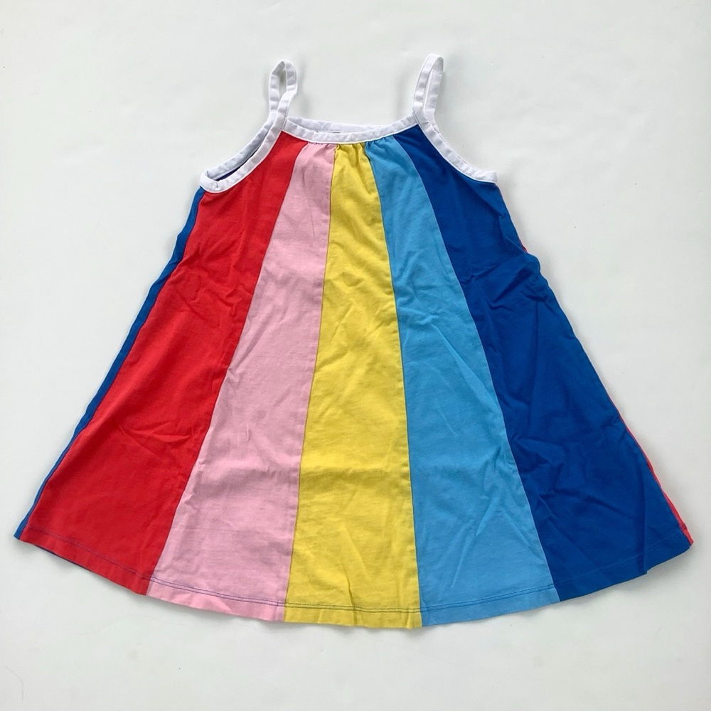 Hanna Andersson Rainbow Stripe Tank Dress - Blue, Yellow, Pink, Red, White